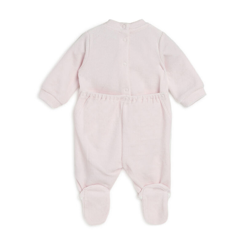 Girls Light Pink Applique Nappy Opening Babysuit image number null